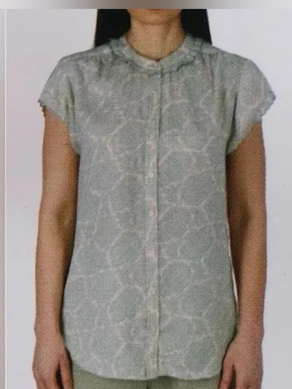 Joie Scallop Edge Top in Paisley Stamp Green Blouse Size 2X MSRP $178 NWT
